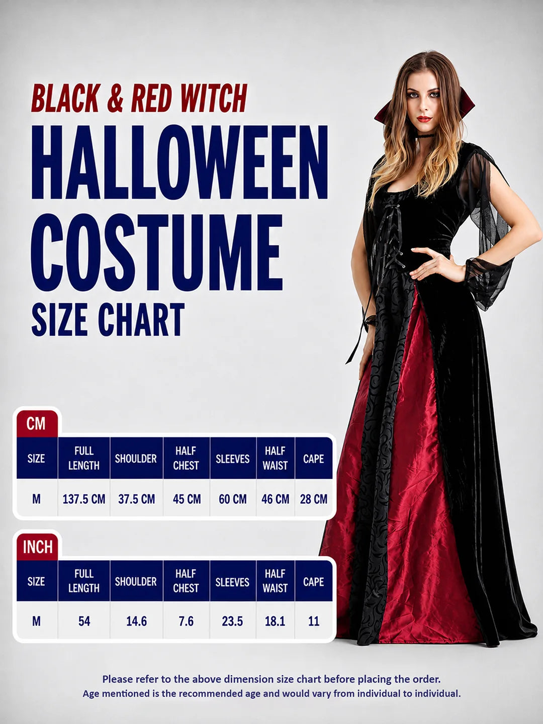 Black & Red Witch Adult Costume Fancy Dress Up