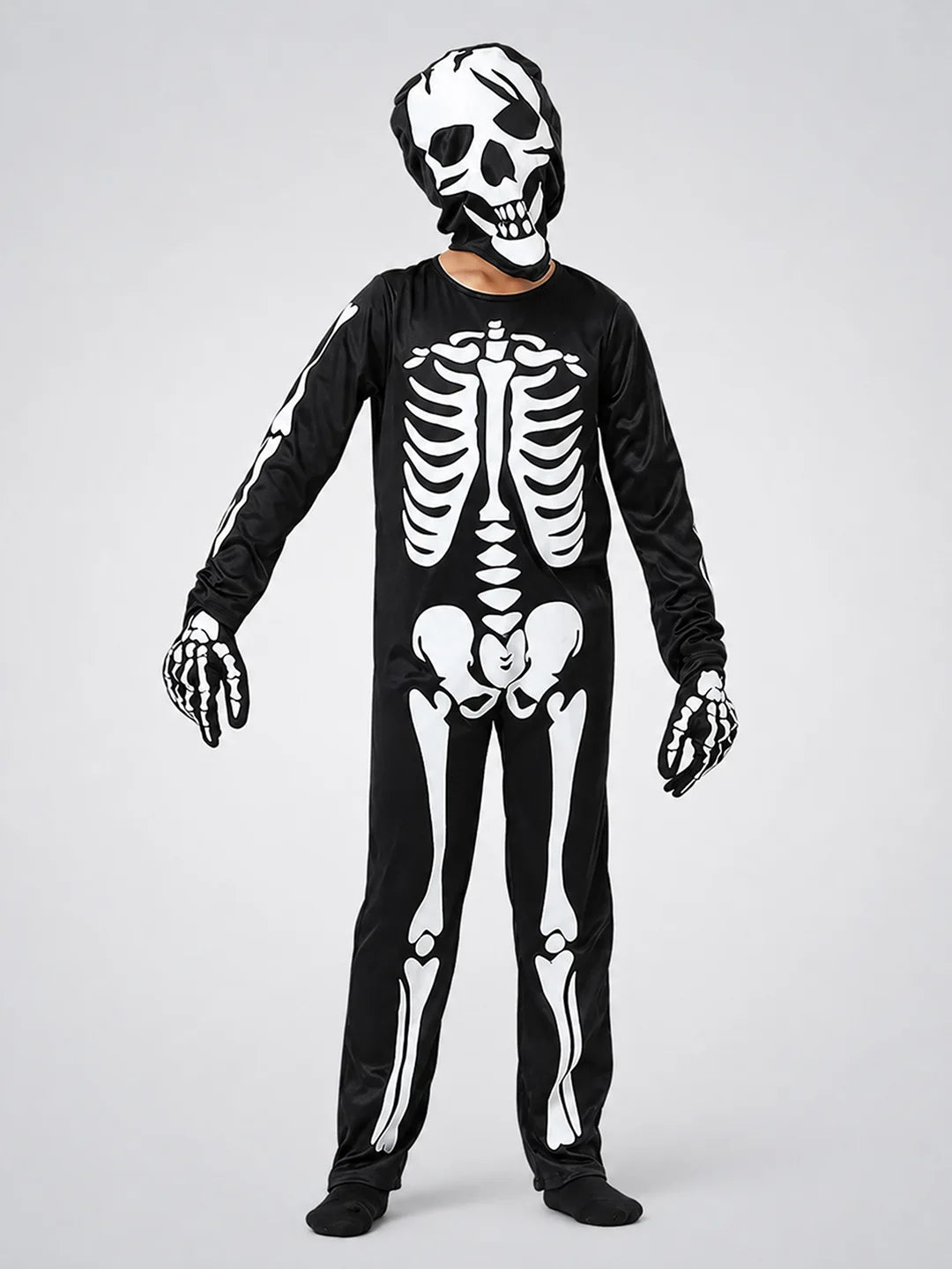 Black White Luminious Glow in Dark Skeleton Kids Halloween Costume