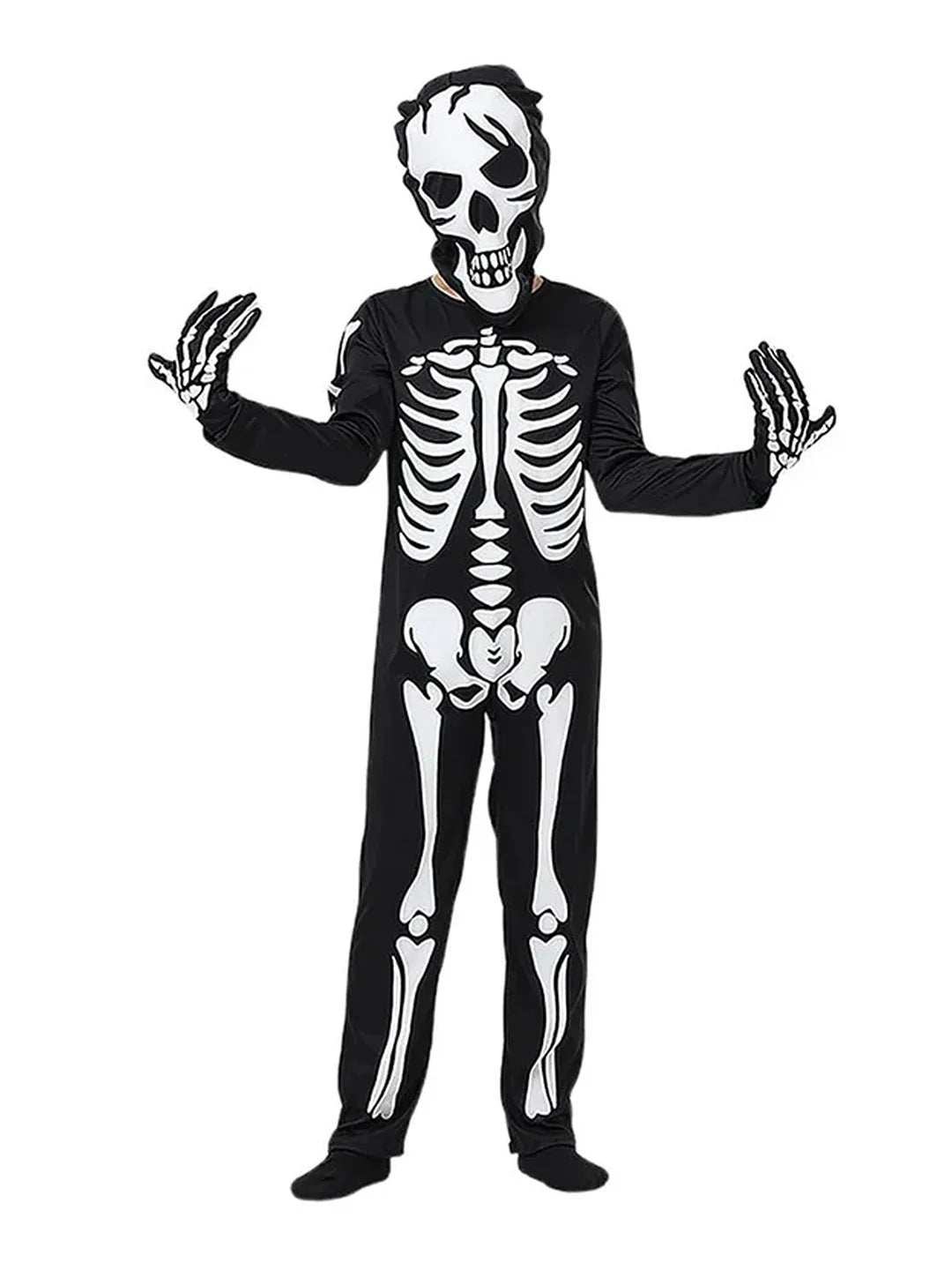 Black White Luminious Glow in Dark Skeleton Kids Halloween Costume