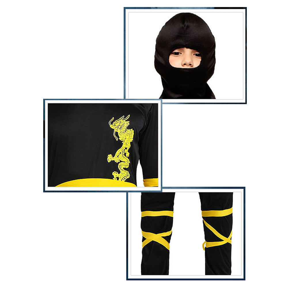 The Black & Yellow Dragon Ninja, Kids Halloween Costume Fancy Dress Up