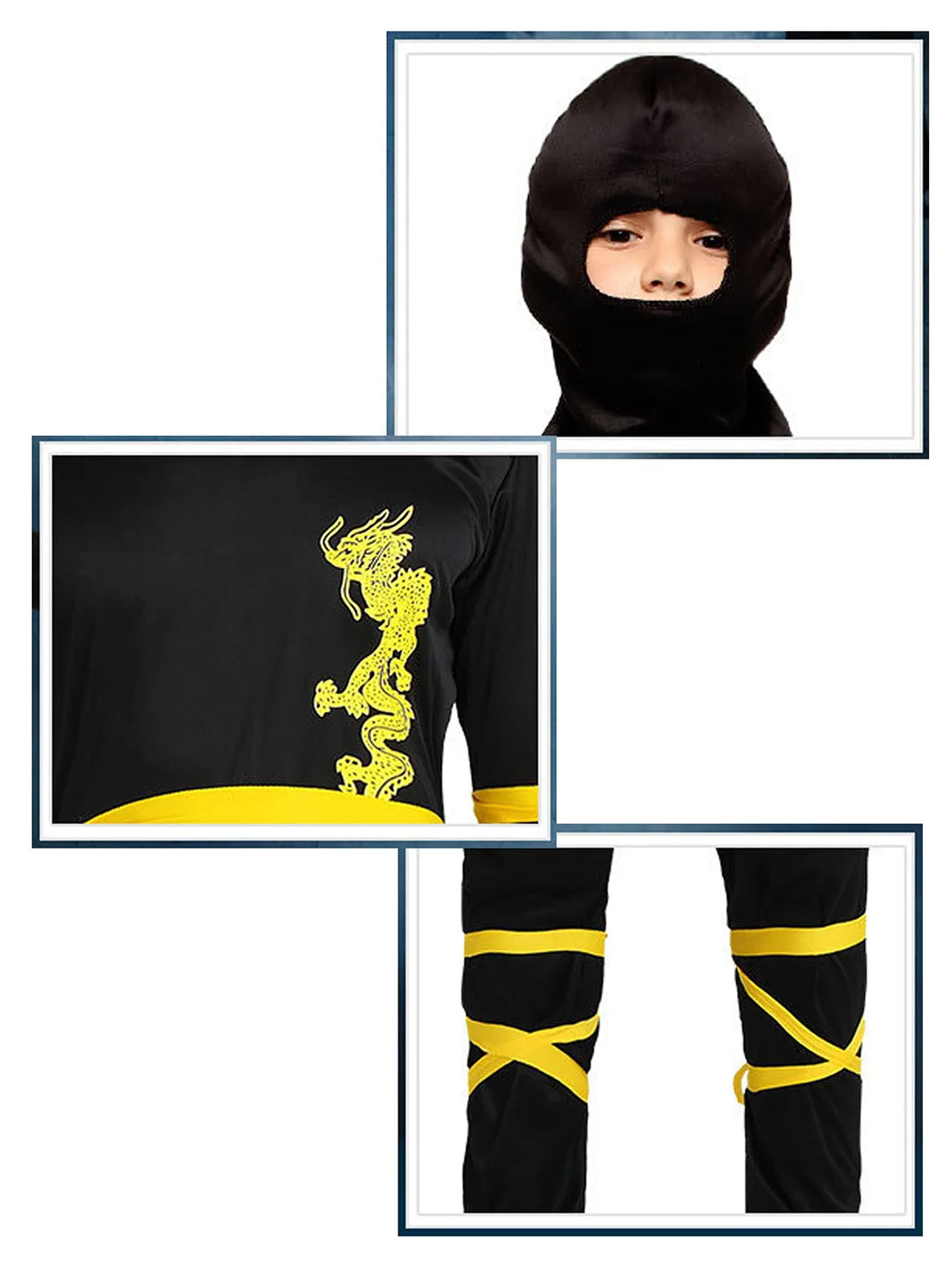 The Black & Yellow Dragon Ninja, Kids Halloween Costume Fancy Dress Up