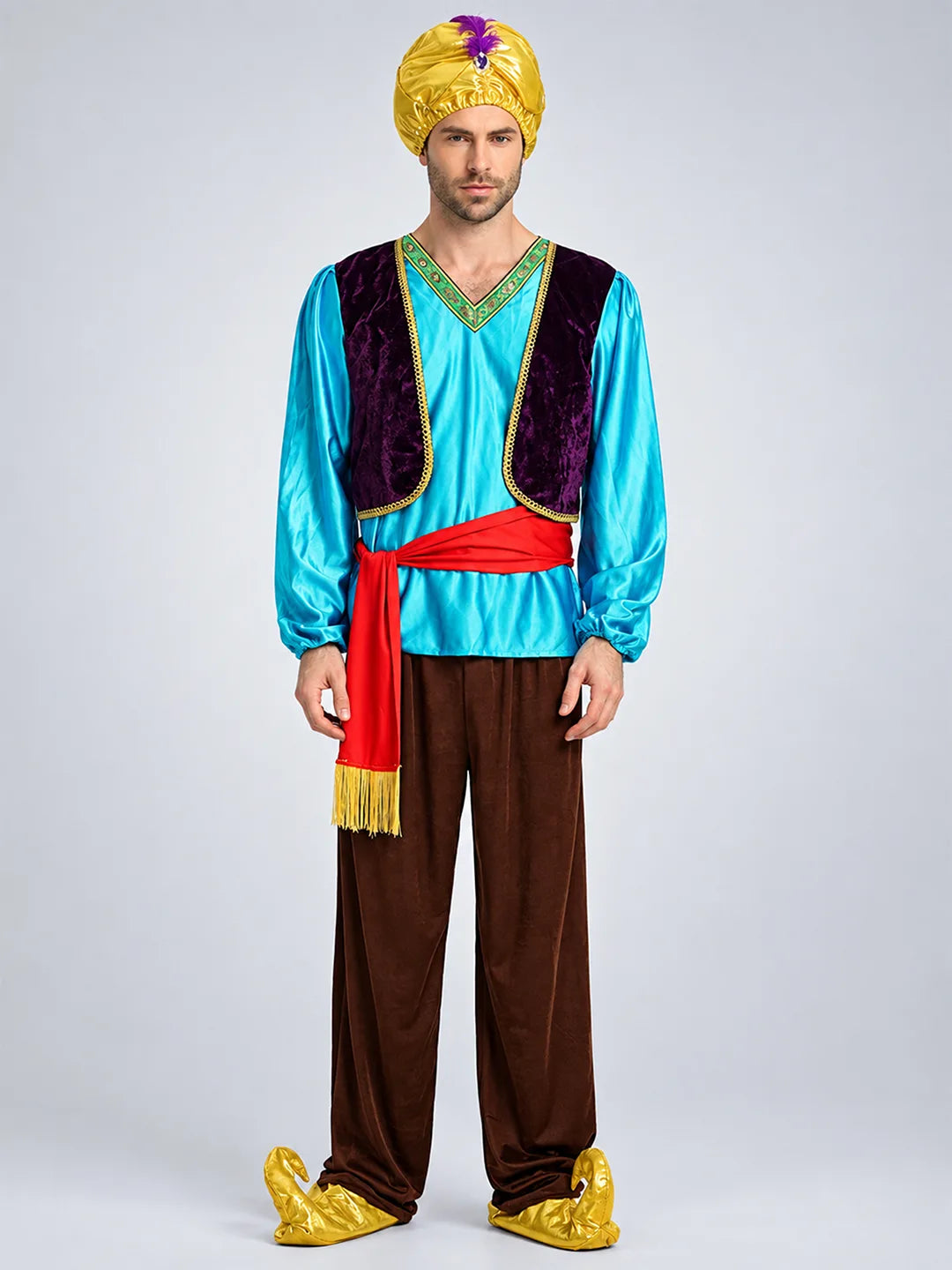 Aladdin Blue and Brown Adults Halloween Costume Fancy Dress Up