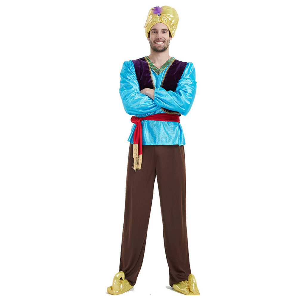 Aladdin Blue and Brown Adults Halloween Costume Fancy Dress Up