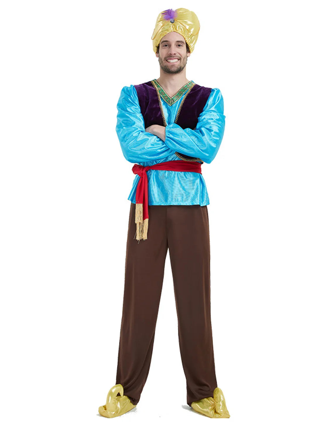 Aladdin Blue and Brown Adults Halloween Costume Fancy Dress Up