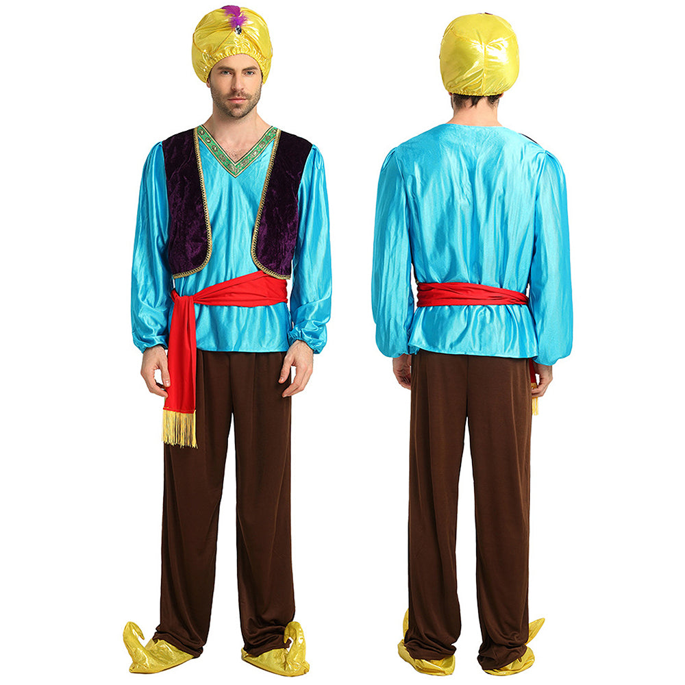 Aladdin Blue and Brown Adults Halloween Costume Fancy Dress Up