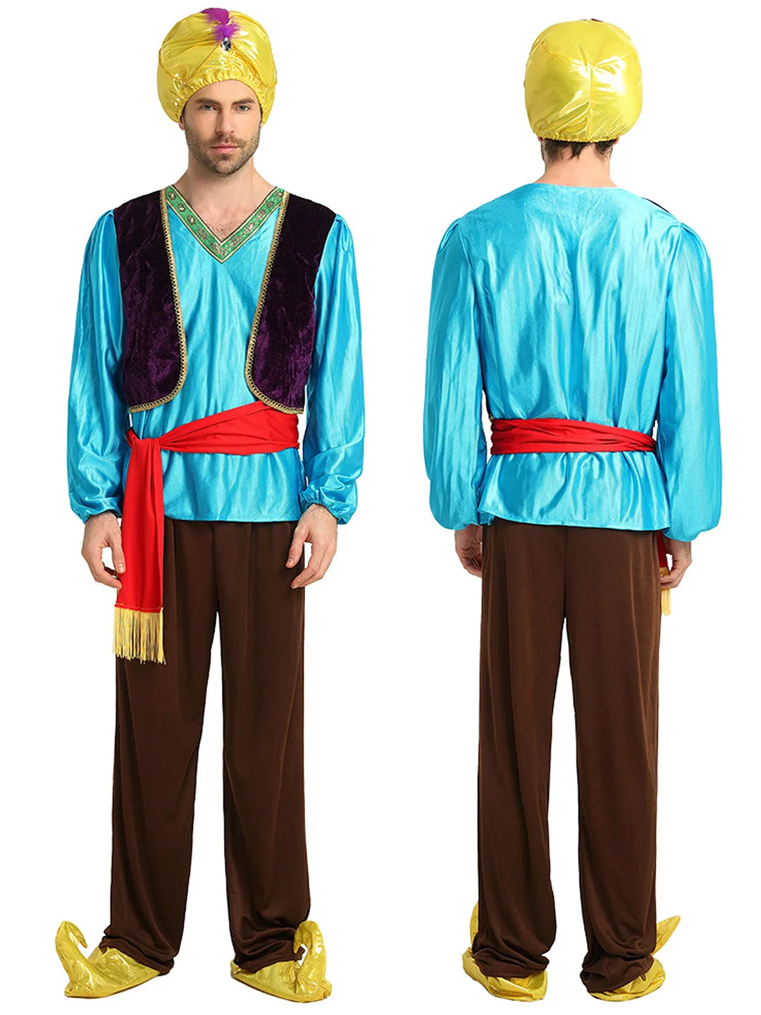 Aladdin Blue and Brown Adults Halloween Costume Fancy Dress Up