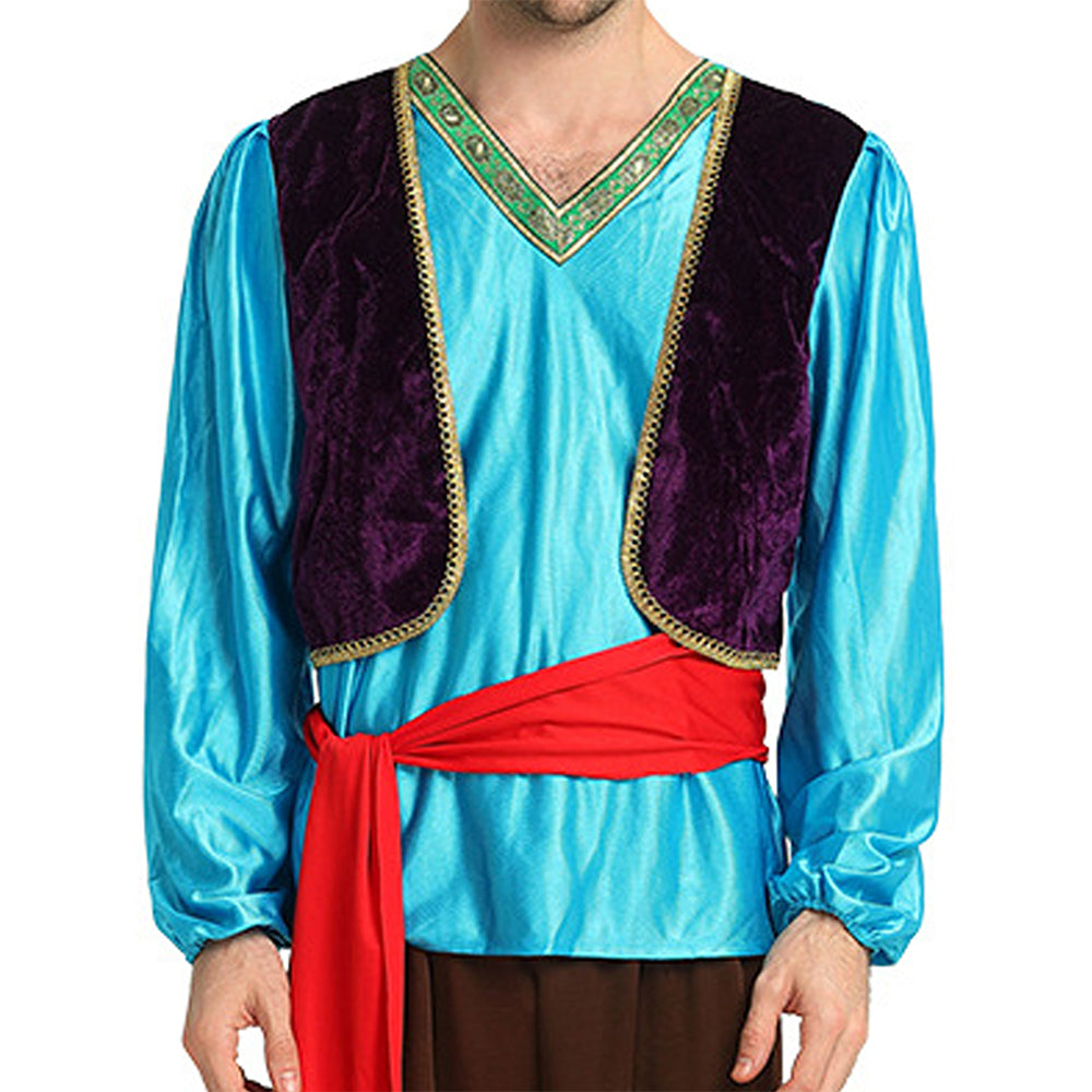 Aladdin Blue and Brown Adults Halloween Costume Fancy Dress Up