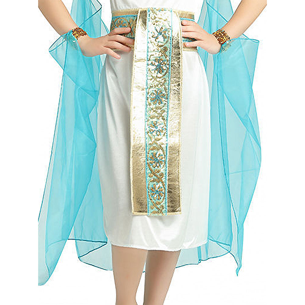 White & Blue Egyptian Girl , Kids Halloween Costume Dress Up for girls