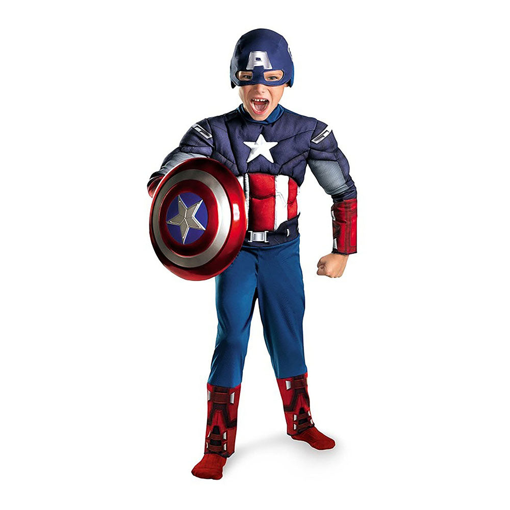 Blue Muscle Superhero Kids Halloween Costume