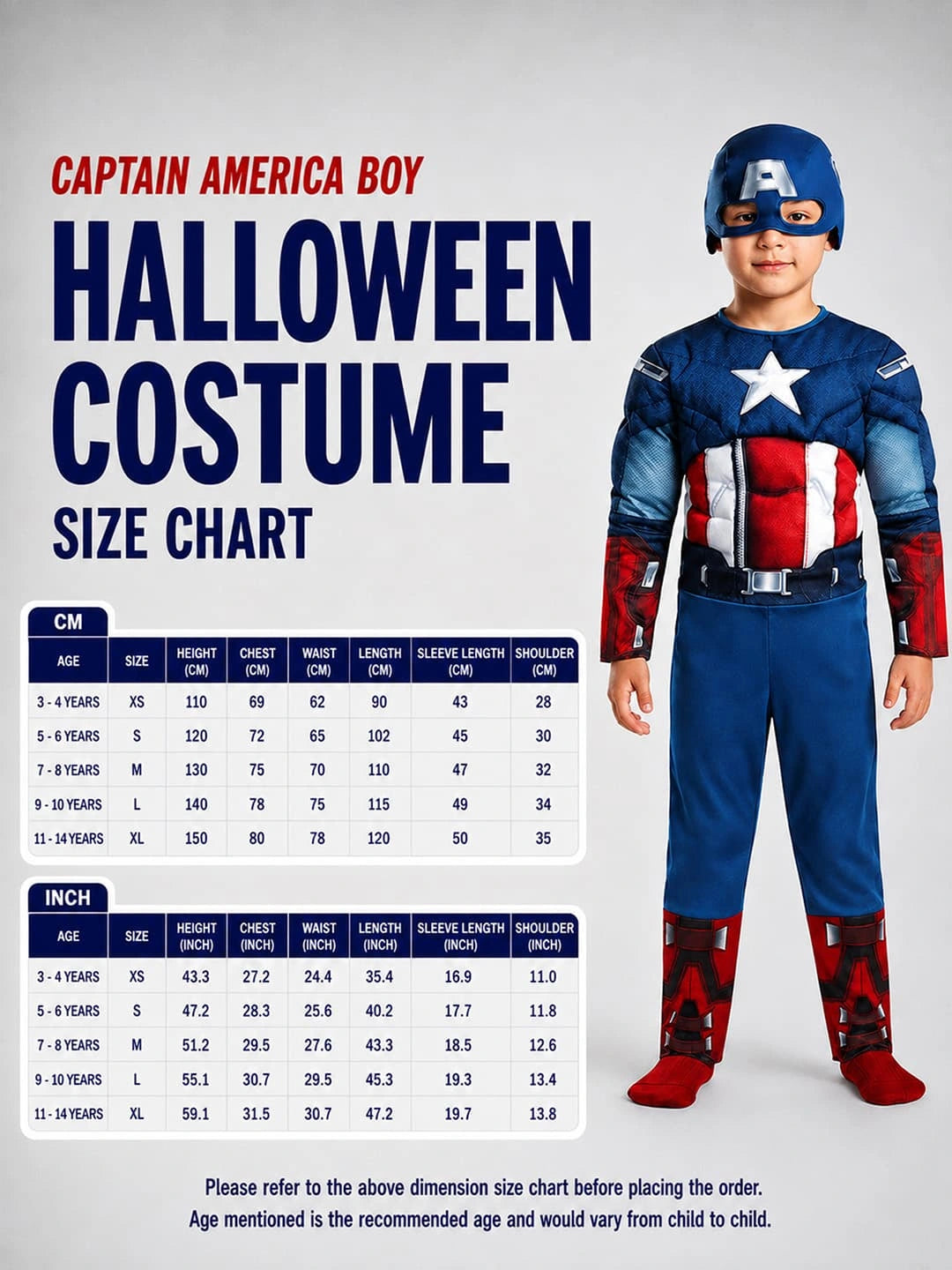 Blue Muscle Superhero Kids Halloween Costume
