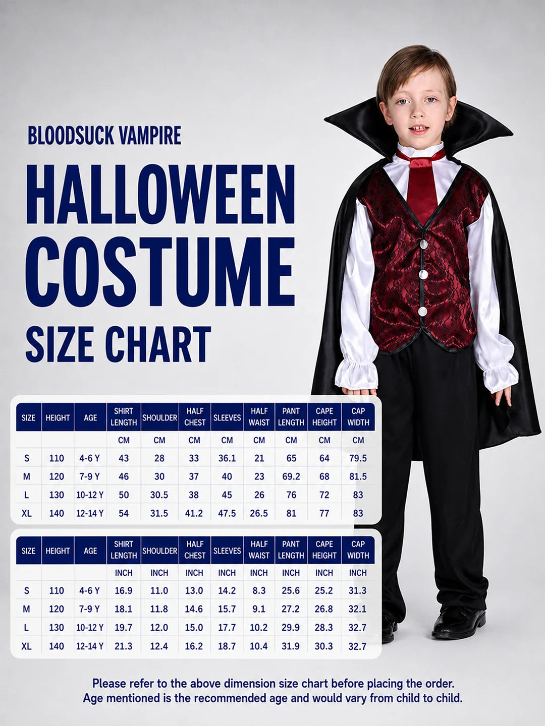 Bloodsuck Vampire ,Kids Halloween Costume Fancy Dress Up