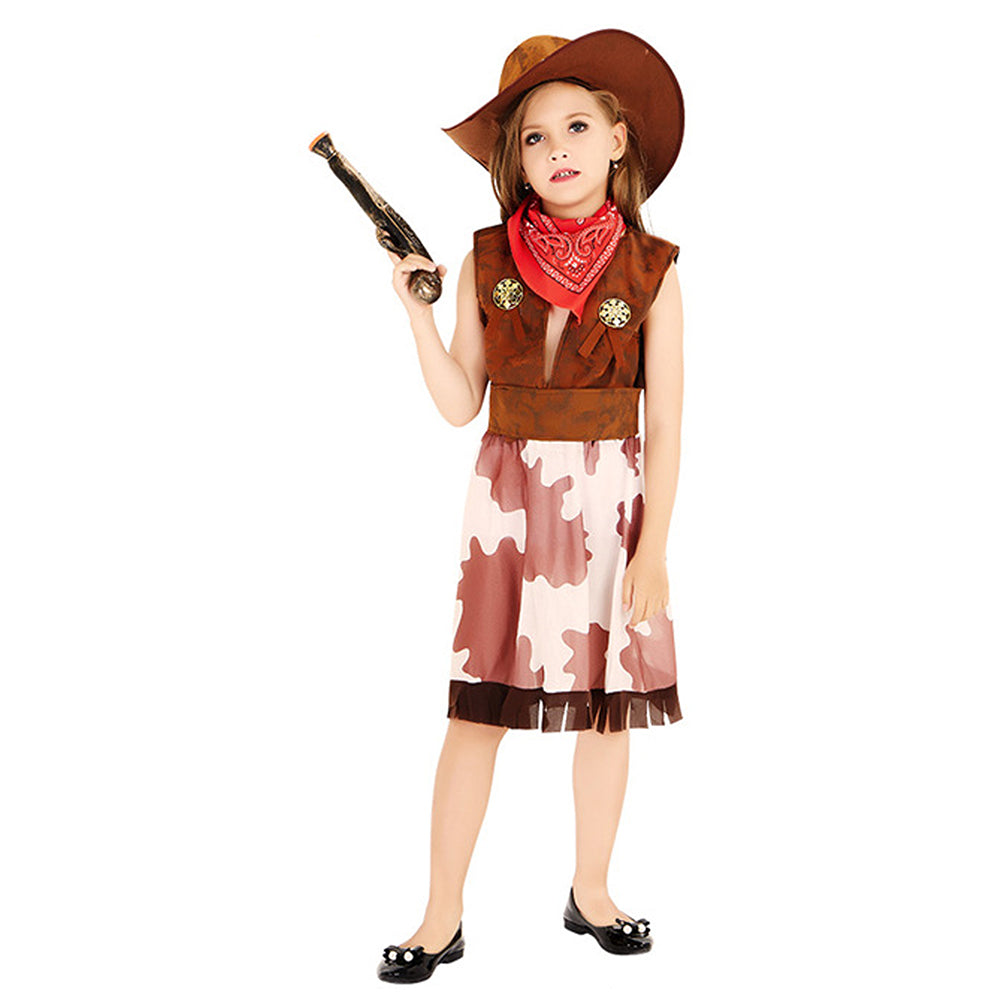 Brown Patch Cowgirl , Kids Halloween Costume Fancy Dress Up