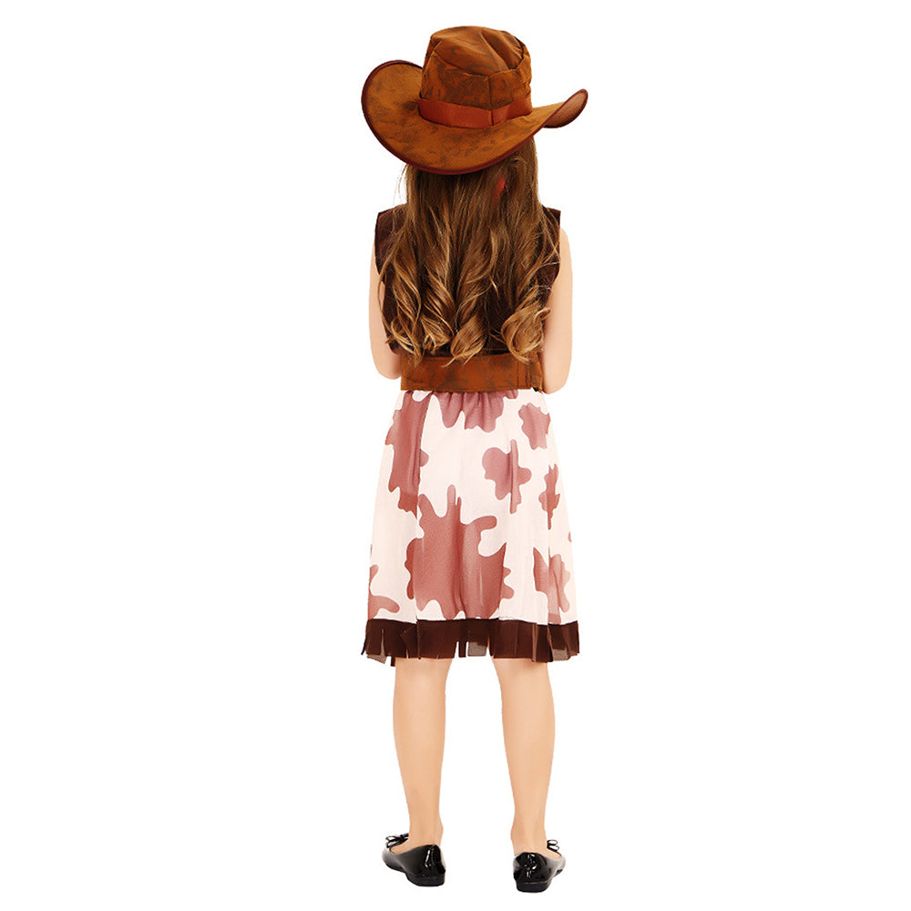 Brown Patch Cowgirl , Kids Halloween Costume Fancy Dress Up