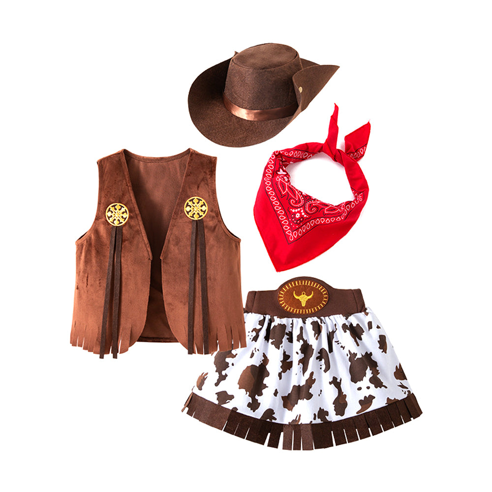 Brown Patch Cowgirl , Kids Halloween Costume Fancy Dress Up