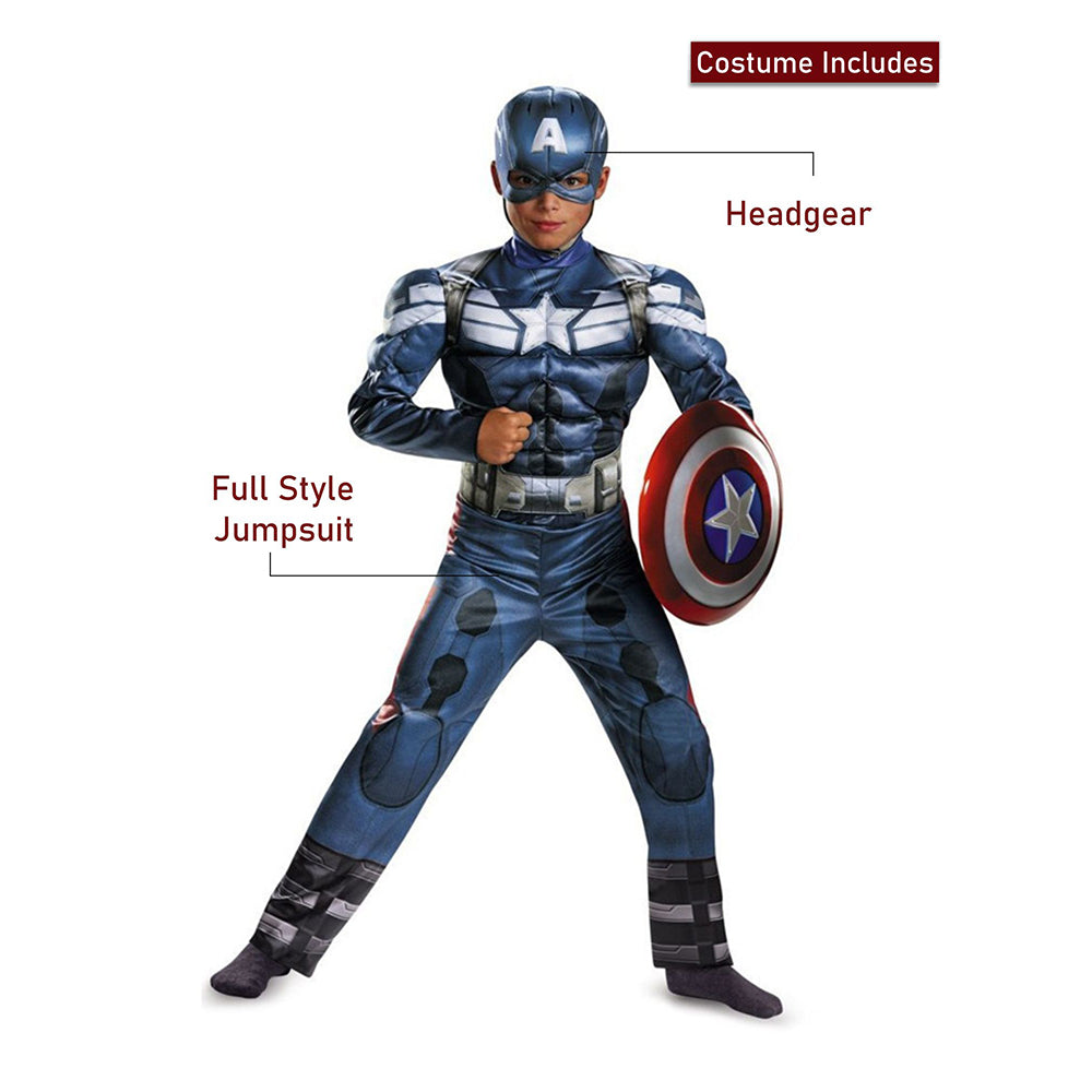 Captain  Superhero ,Kids Halloween Costume Fancy Dress Up