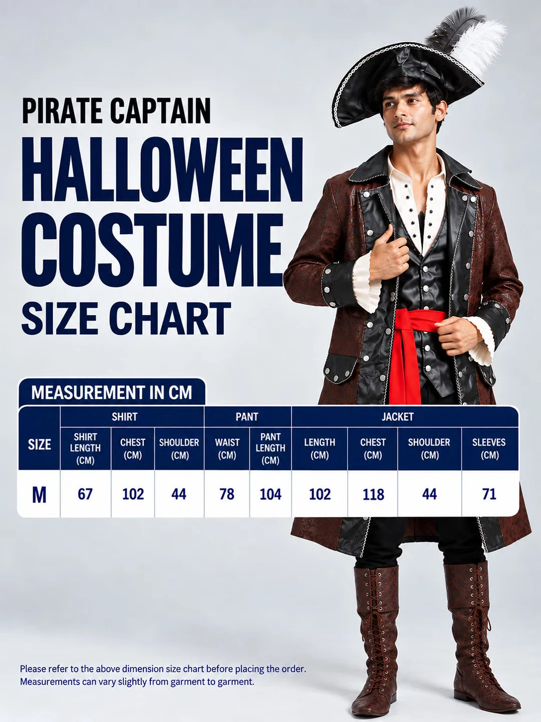 Classic Carribean Pirate, Adult Halloween Costume Fancy Dress Up