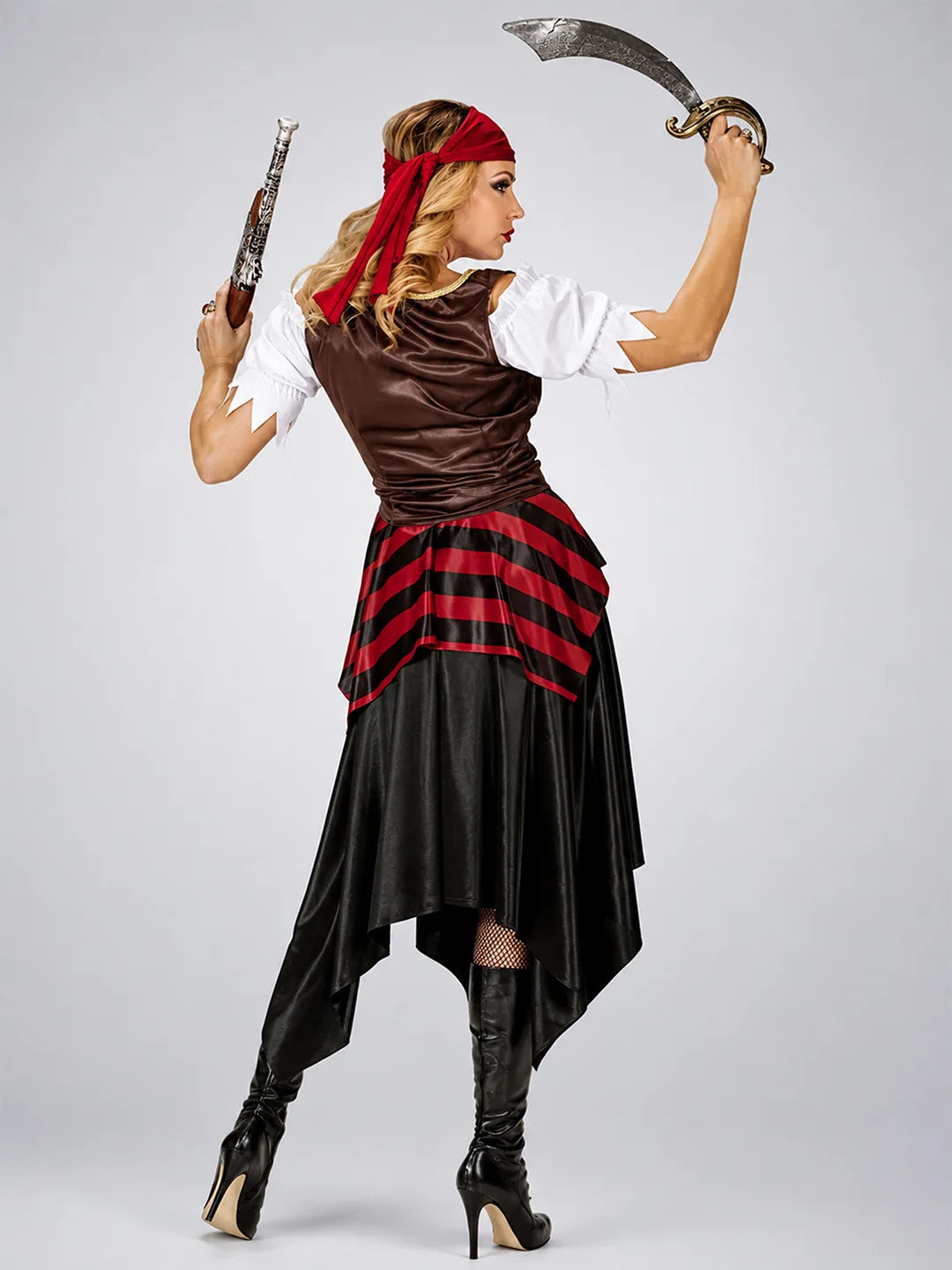 Checks Top & Skirt Pirate Adult Halloween Costume Fancy Dress Up