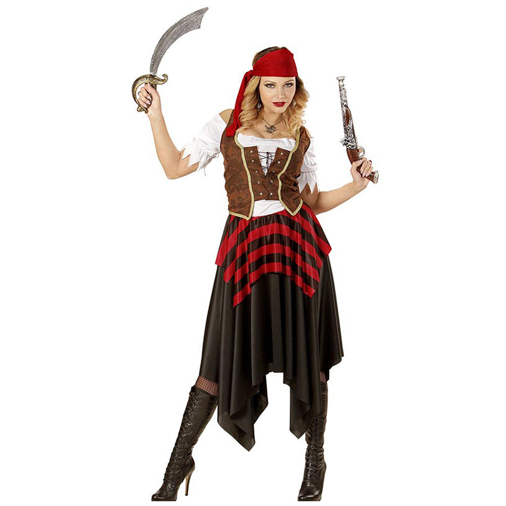 Checks Top & Skirt Pirate Adult Halloween Costume Fancy Dress Up