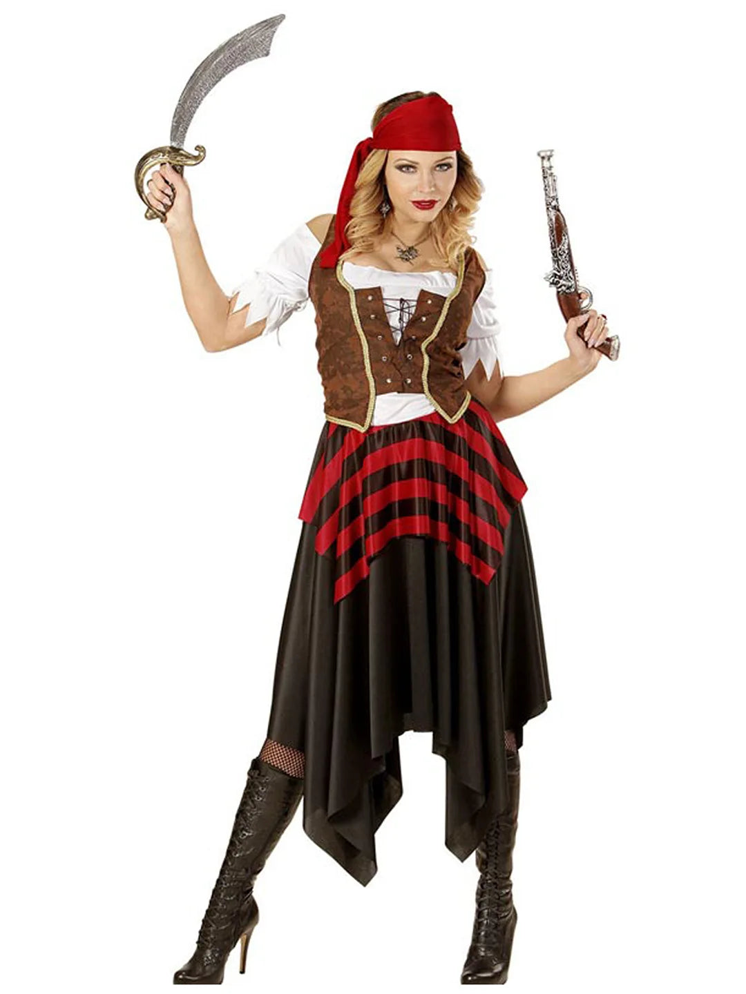 Checks Top & Skirt Pirate Adult Halloween Costume Fancy Dress Up