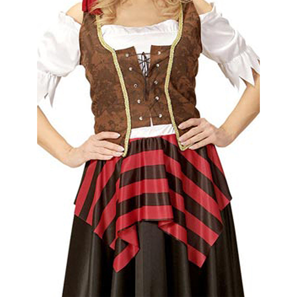 Checks Top & Skirt Pirate Adult Halloween Costume Fancy Dress Up