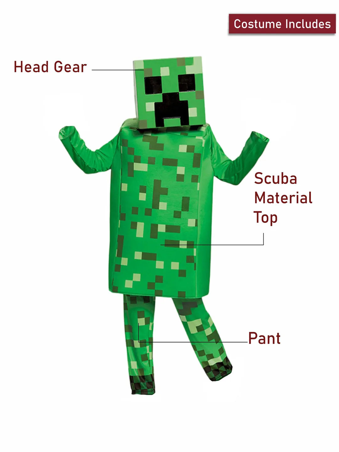 Videogame Creeper , Kids Halloween Costume Fancy Dress Up