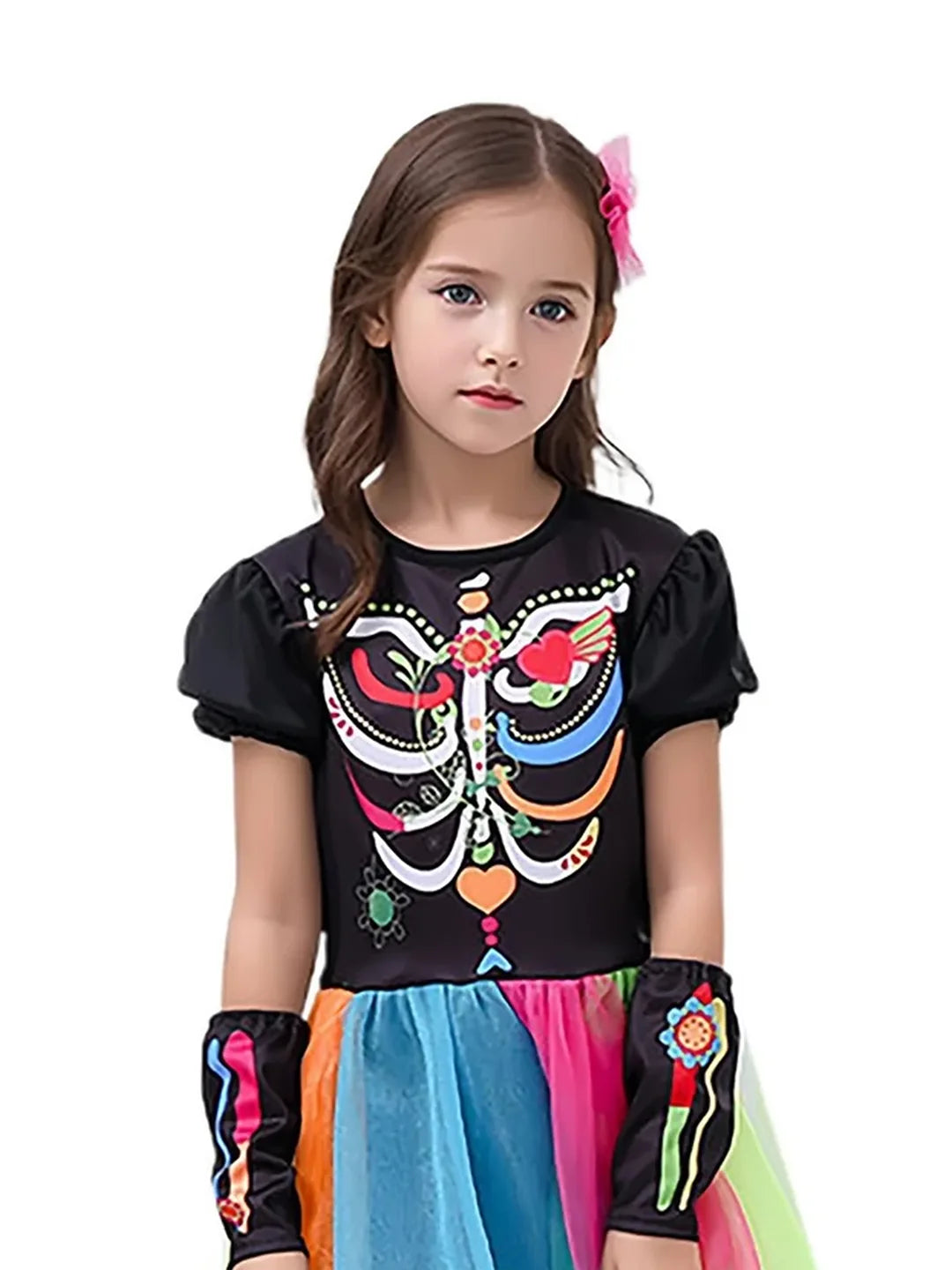 Colorful Skeleton Princess Kids Halloween Costume