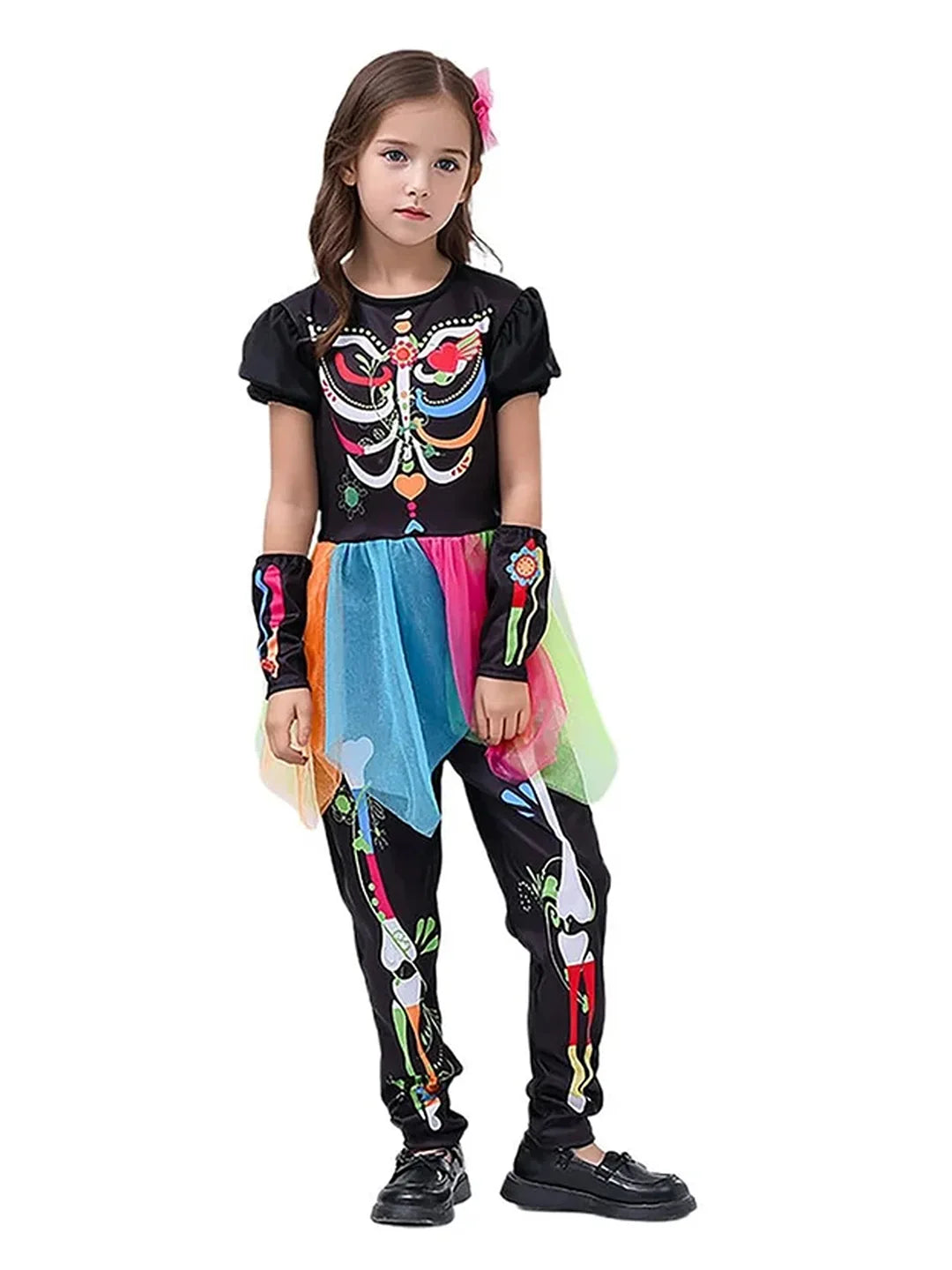 Colorful Skeleton Princess Kids Halloween Costume