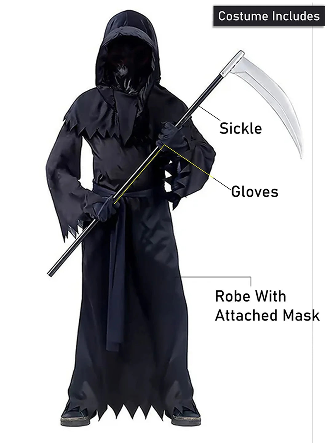 Deathman with Sickle Kids Unisex Halloween Costume