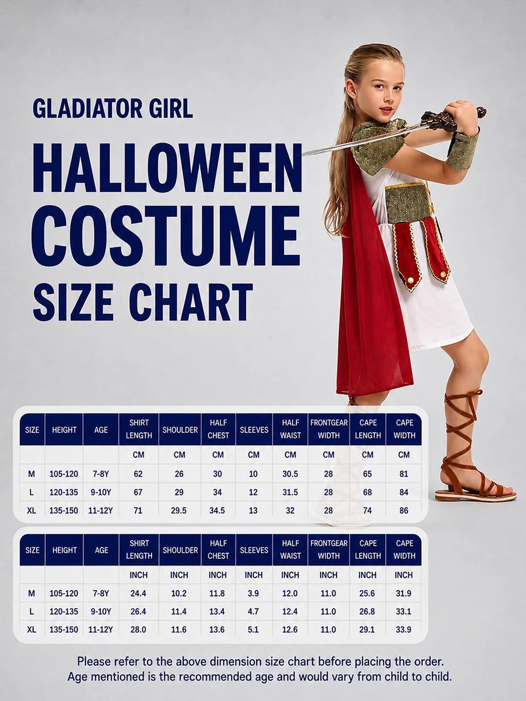 Gladiator Girl, Kids Halloween Costume Fancy Dress Up