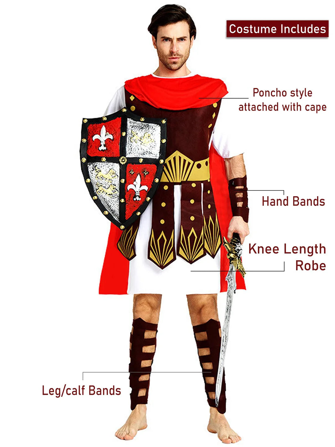 Gladiator theme , Adult Halloween Costume Fancy Dress Up