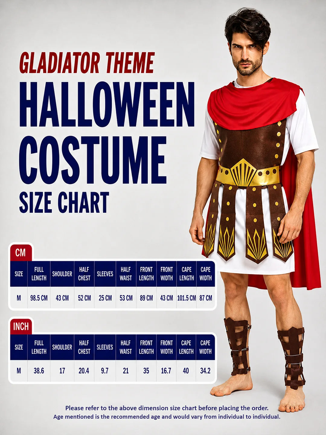Gladiator theme , Adult Halloween Costume Fancy Dress Up