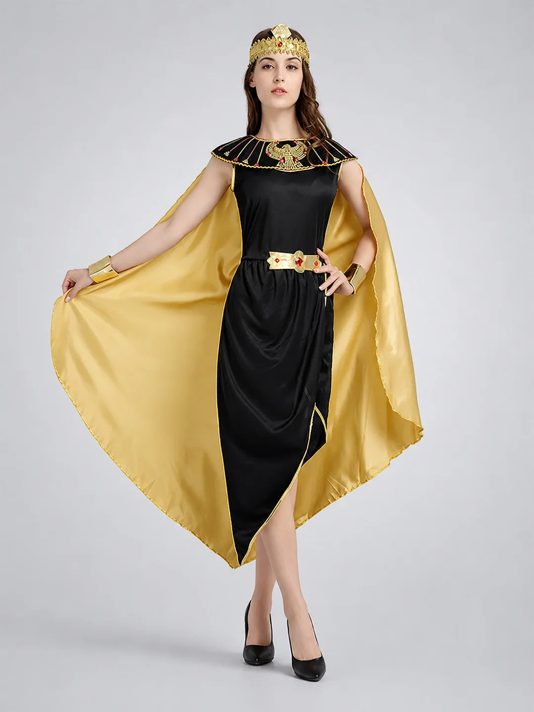 Gold & Black Roman Queen Adults Halloween Costume Dress Up