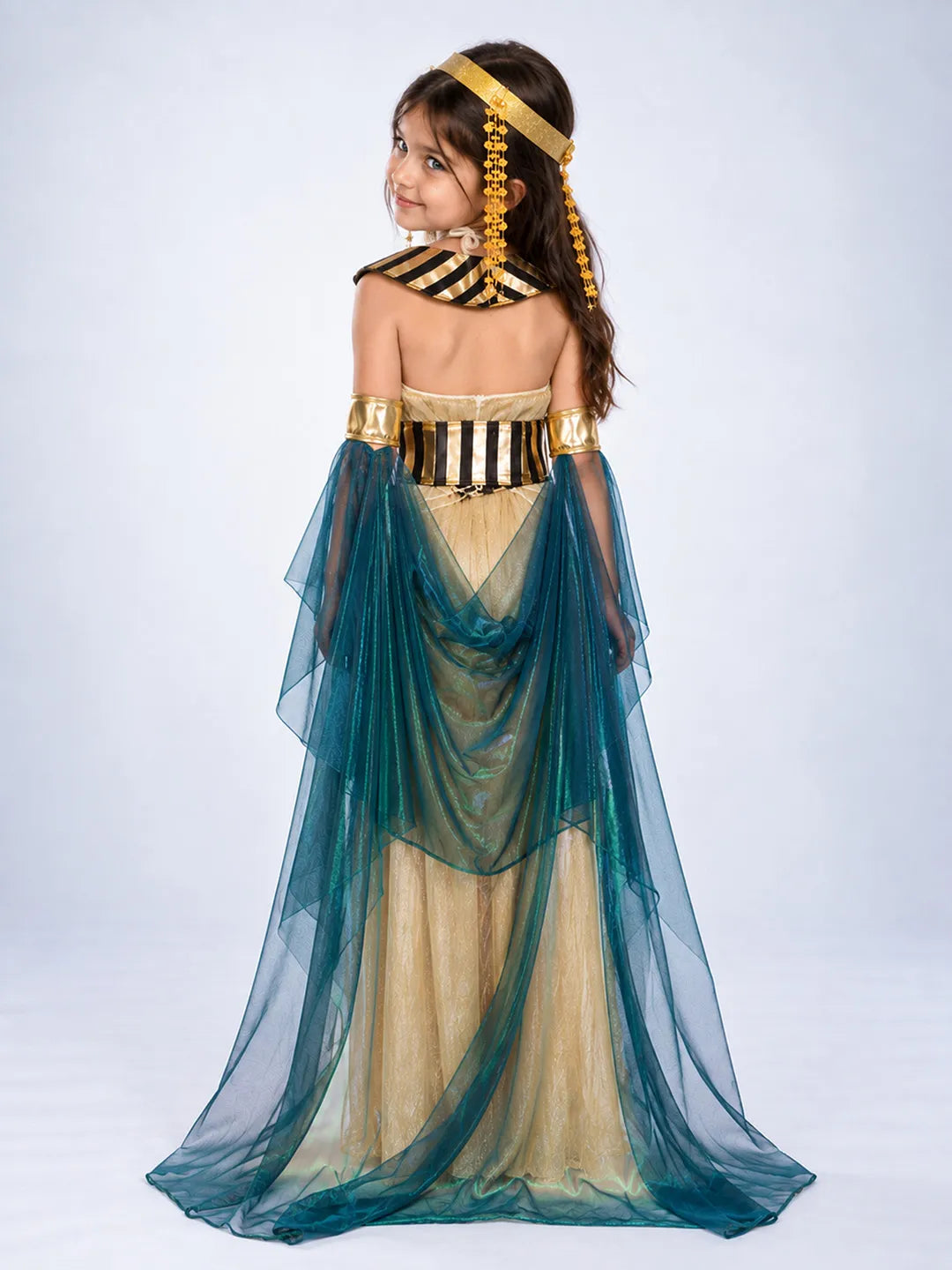 Gold & Green Egyptian Girl, Kids Halloween Costume Fancy Dress Up