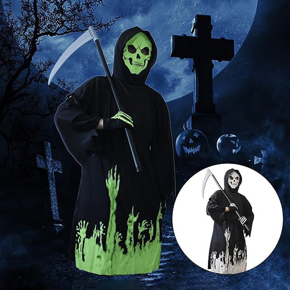 Glow in Dark Spooky Skeleton ,Kids Halloween Costume Fancy Dress Up