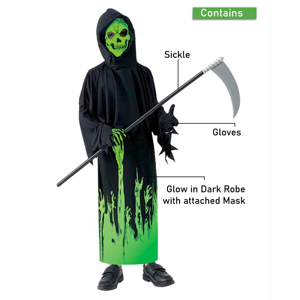 Glow in Dark Spooky Skeleton ,Kids Halloween Costume Fancy Dress Up