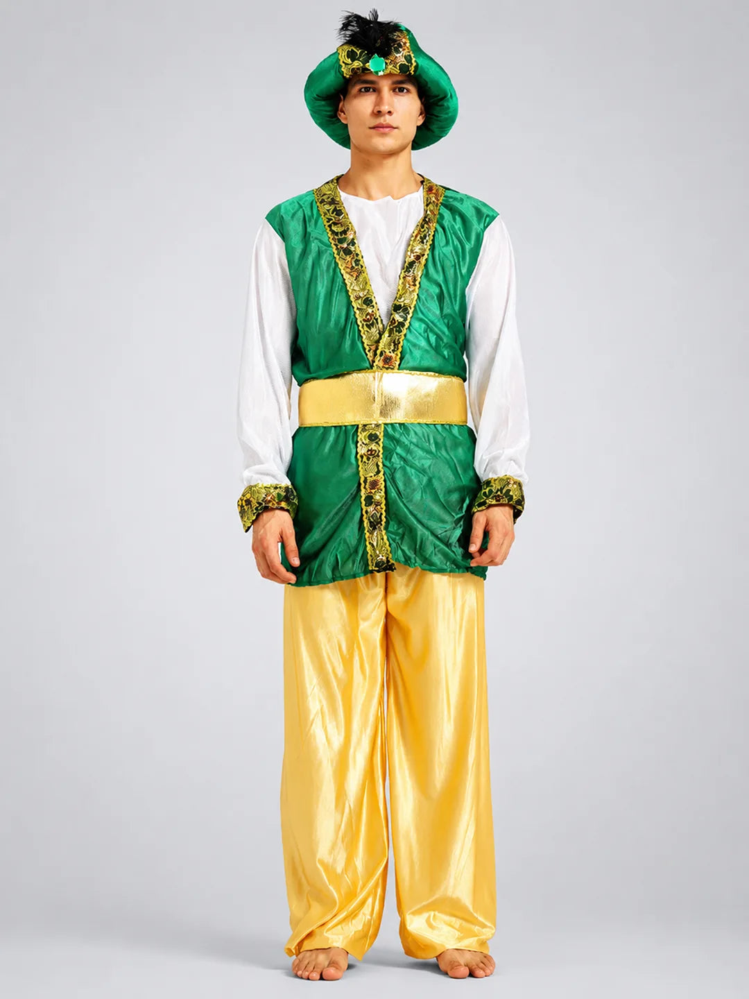 Aladdin Gold and Green Adults Halloween Costume Fancy Dress Up