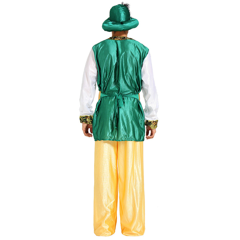 Aladdin Gold and Green Adults Halloween Costume Fancy Dress Up