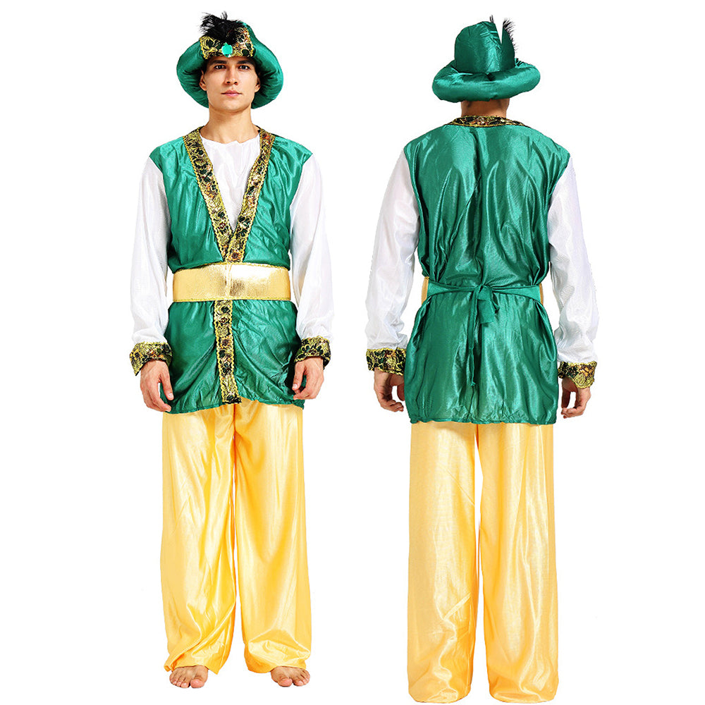 Aladdin Gold and Green Adults Halloween Costume Fancy Dress Up