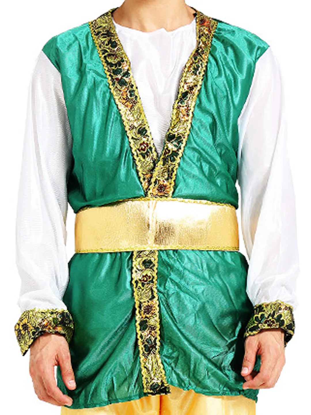 Aladdin Gold and Green Adults Halloween Costume Fancy Dress Up