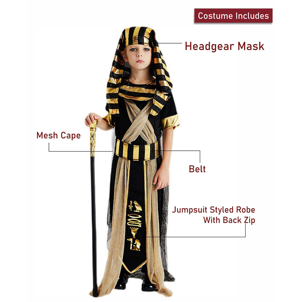 Black & Gold Egyptian Boy, Kids Halloween Costume Dress Up