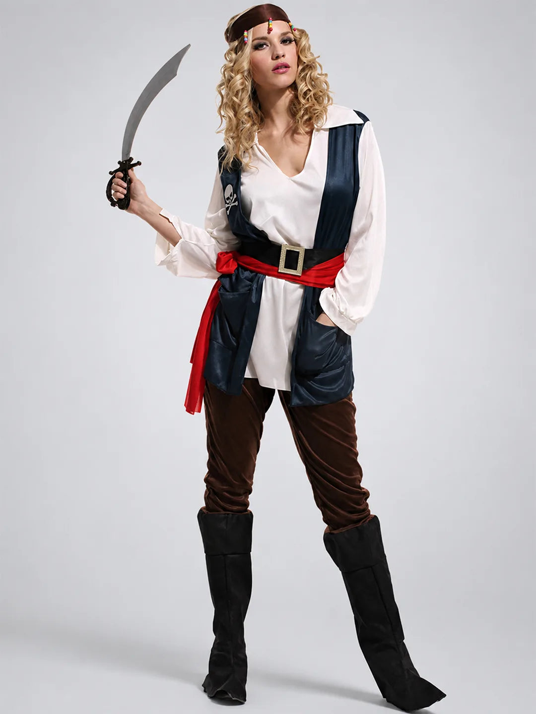 Green Coat Pirate Adult Halloween Costume Fancy Dress Up