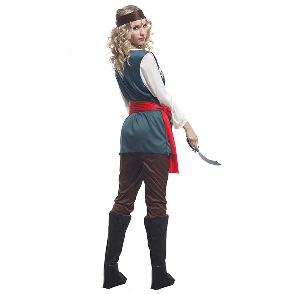 Green Coat Pirate Adult Halloween Costume Fancy Dress Up