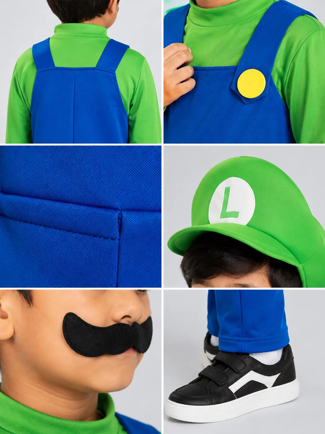 Junior Super Brother Green Plumber, Kids Halloween Costume Fancy Dress Up