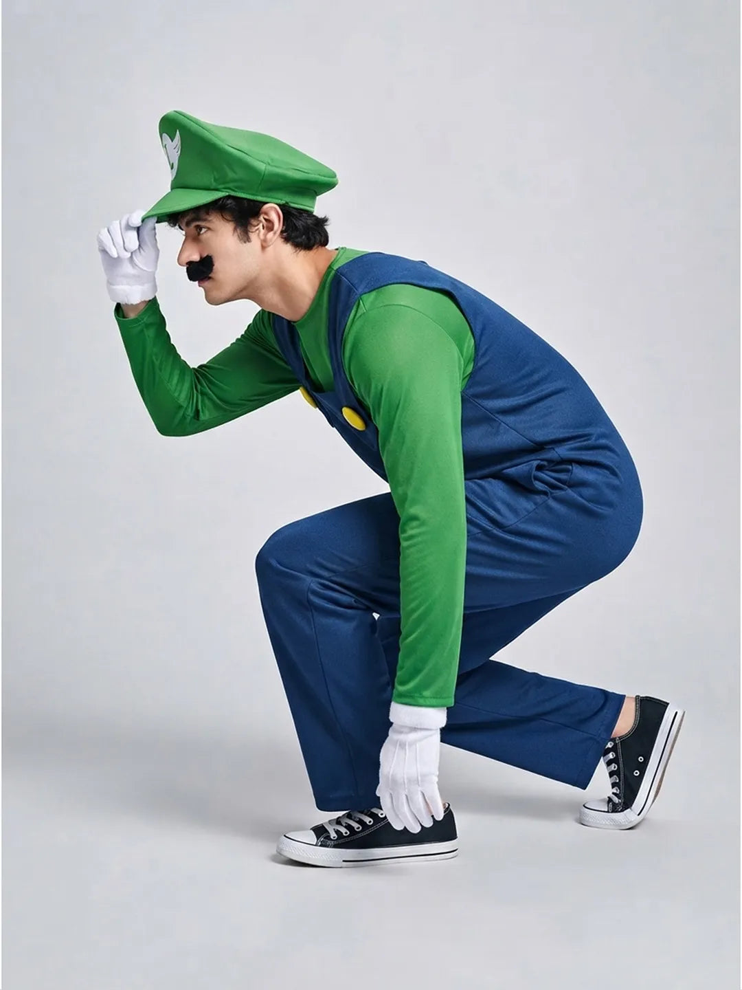 Super Brother Green Plumber Adult Halloween Costume Fancy Dress Up