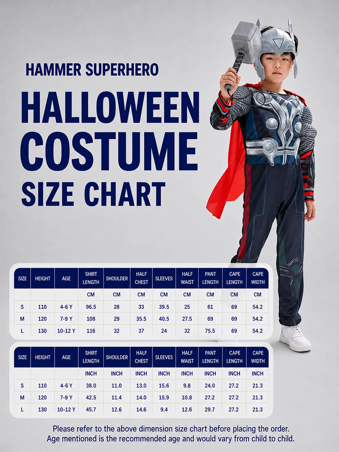 Hammer Superhero ,Kids Halloween Costume Fancy Dress Up