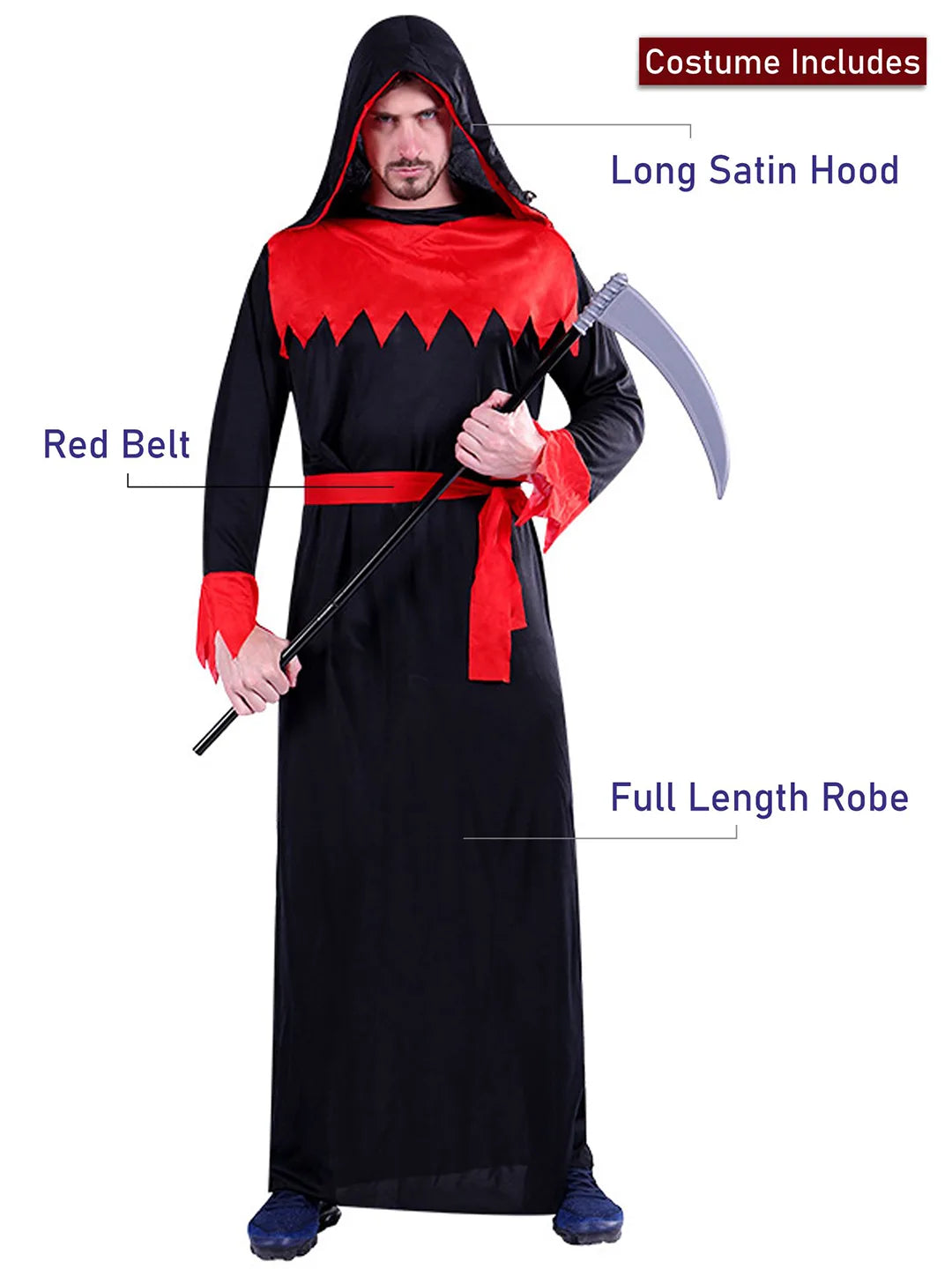 Spooky Hoody Deathman Halloween Costume Fancy Dress Up
