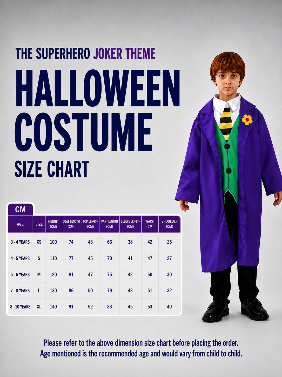 The Superhero Joker Theme Kids Halloween Costume