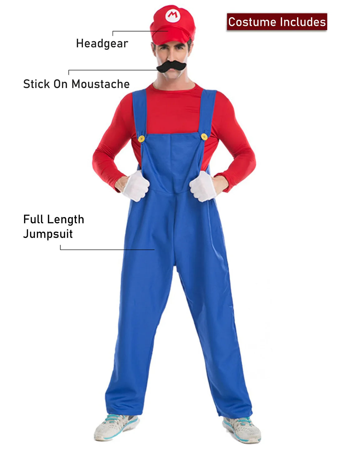Super Brothers, Plumber Adult Halloween Costume Fancy Dress Up