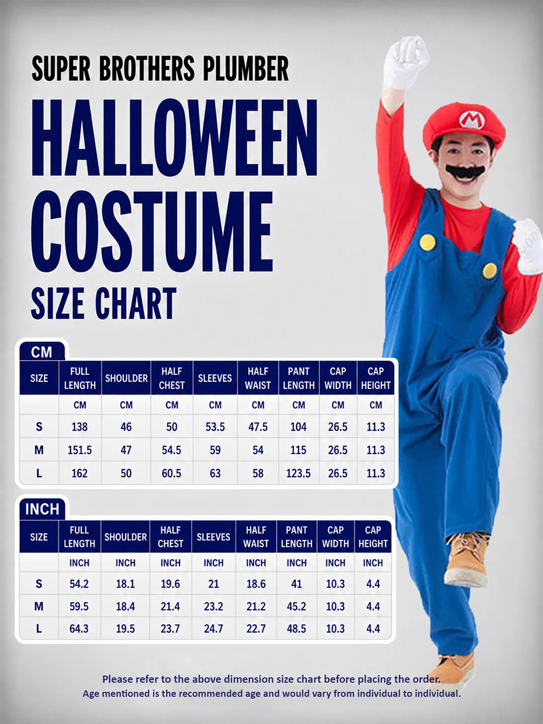 Super Brothers, Plumber Adult Halloween Costume Fancy Dress Up