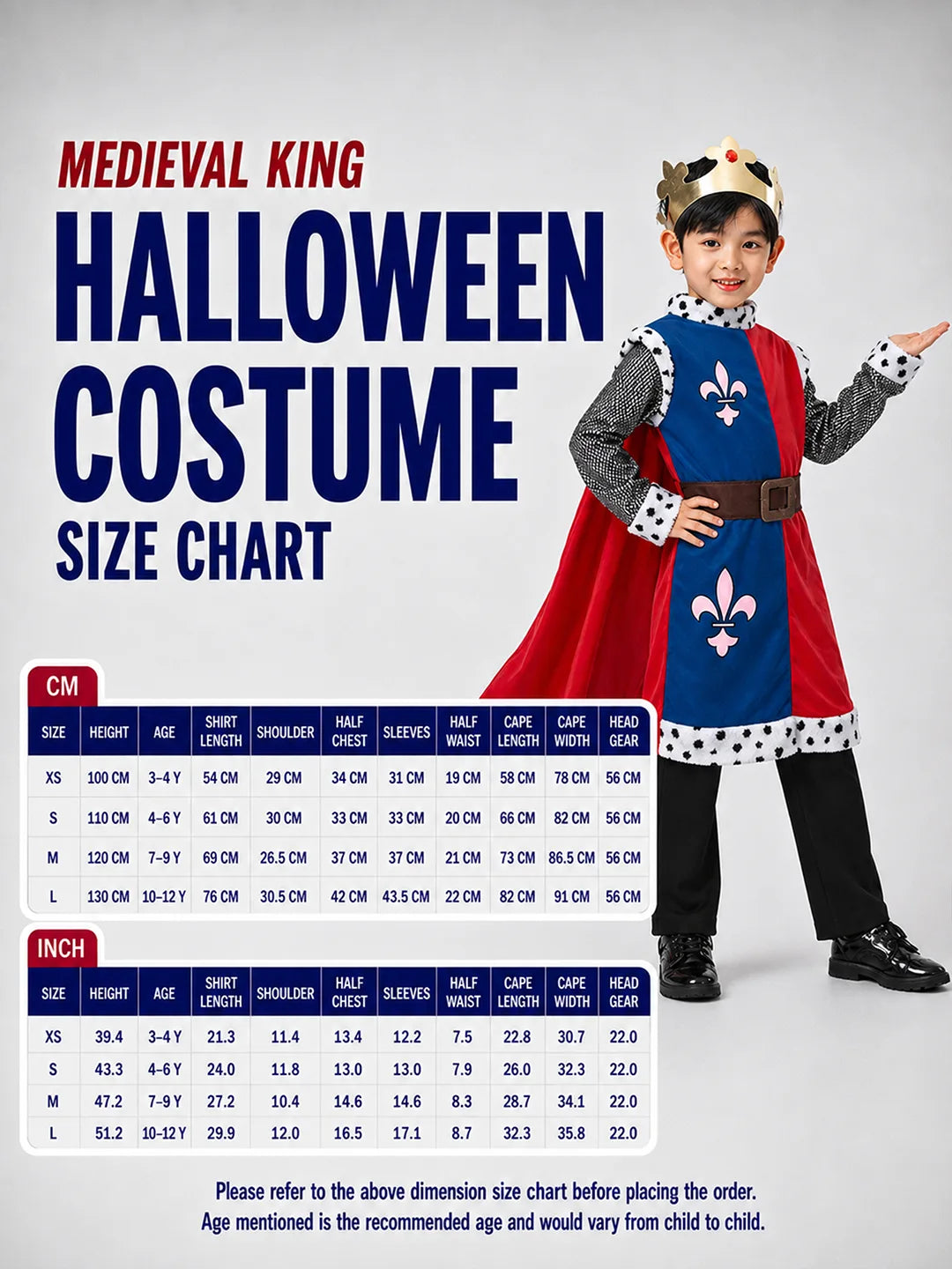 Medieval King costume,Kids Halloween Costume Fancy Dress Up